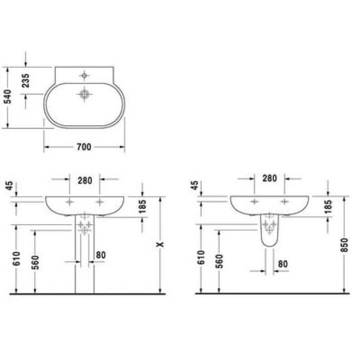 Плитка керамогранит Керамическая раковина 70 см Duravit Bathroom Foster 0419700000 для пола