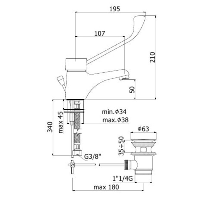 Смеситель для раковины Paffoni Nettuno (NT305CR)