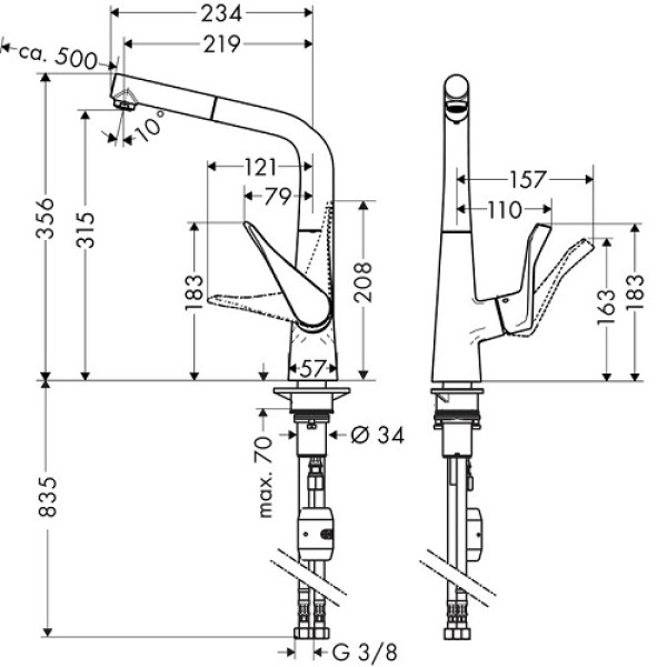 Смеситель для кухни Hansgrohe Metris 14821800