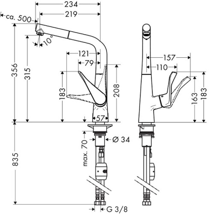 Смеситель для кухни Hansgrohe Metris 14821800 Смеситель для кухни Hansgrohe Metris 14821800
