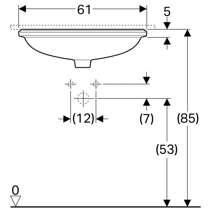 Умывальник встраиваемый под столешницу Geberit VariForm 500.757.01.2