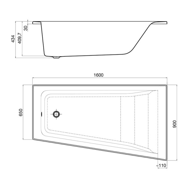 Ванна акриловая 160*90см ROCA EASY A248410000 с ножками