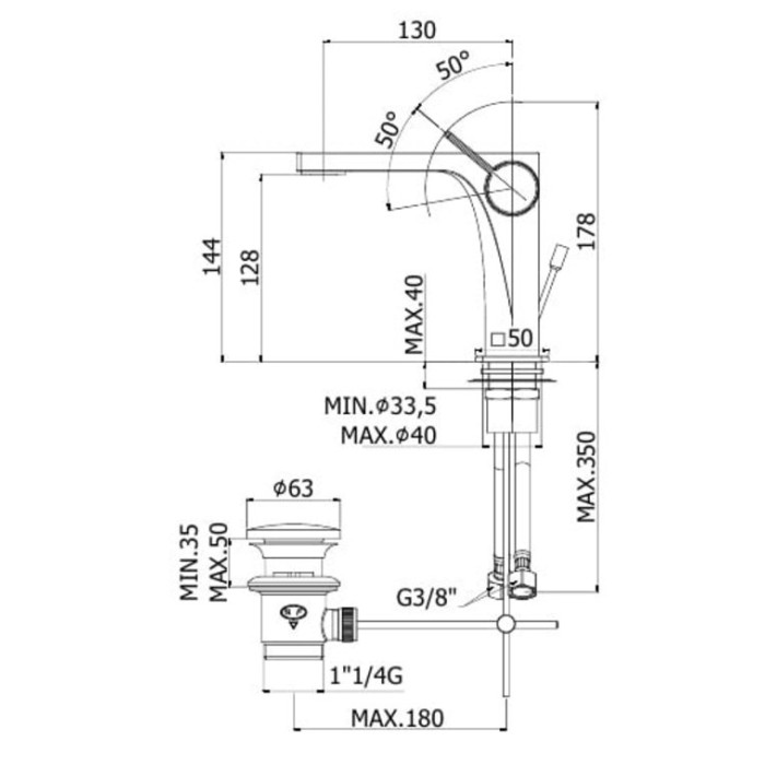 Смеситель для раковины Paffoni Rock (RO075CR)