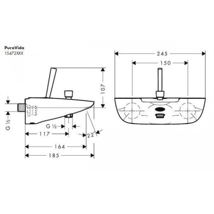 Смеситель для ванны Hansgrohe PuraVida 15472400