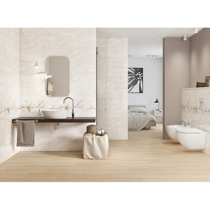 Плитка Opoczno Stone Flowers Beige Border фриз 10×40×750 под мрамор