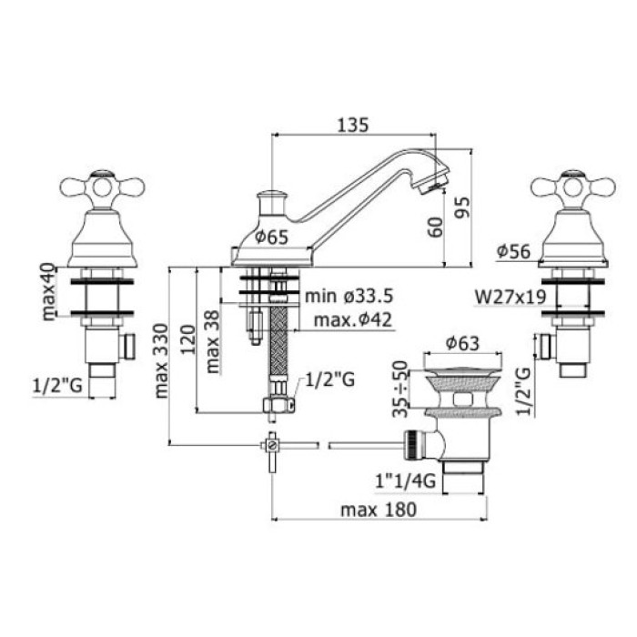 Смеситель для раковины Paffoni Iris-Viola (IRV051CR)