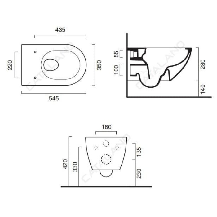 Подвесной безободковый унитаз с крышкой Catalano Sfera NewFlush