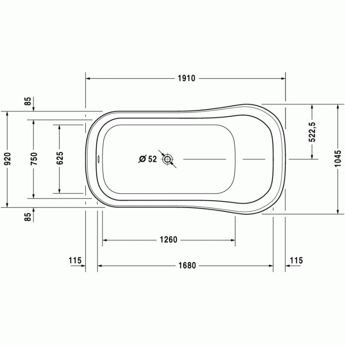 Esplanade ванна асимметричная 191 см 700284000000000 в интернет-магазине «Estet Room»
