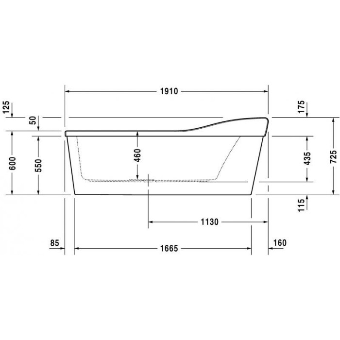 Esplanade ванна асимметричная 191 см 700284000000000 в интернет-магазине «Estet Room»