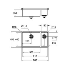 Мойдка для кухни Grohe 760x450 мм, под столешницу, 1,5 чаши, матовая (31575SD0)
