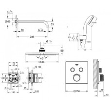 Плитка керамогранит Grohe Grohtherm Smartcontrol Душевой набор с New Tempesta Cosmopolitan 200 (3461400L) для пола