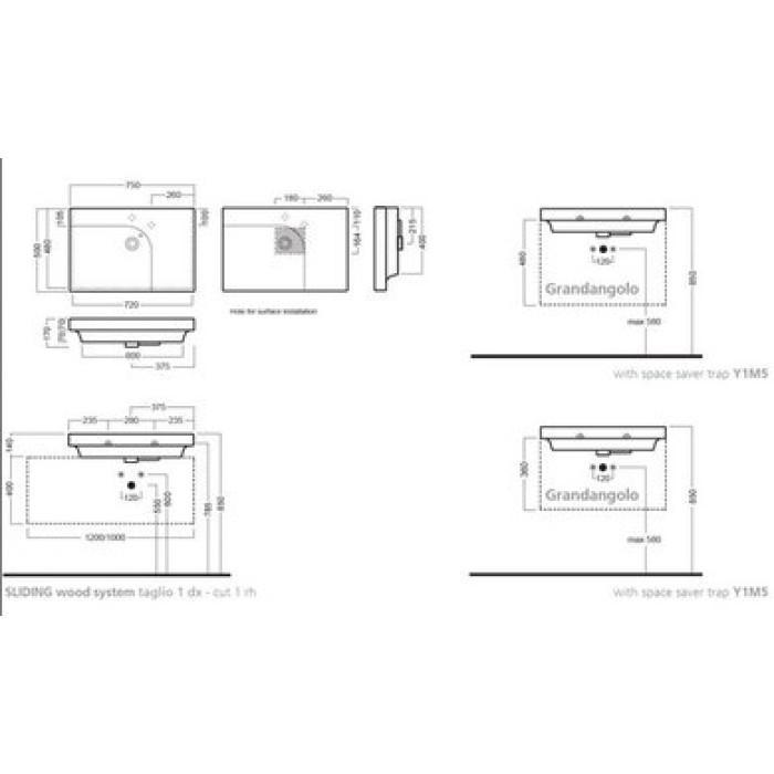 Керамическая раковина 75 см Hatria Grandangolo, белый (YxF901)