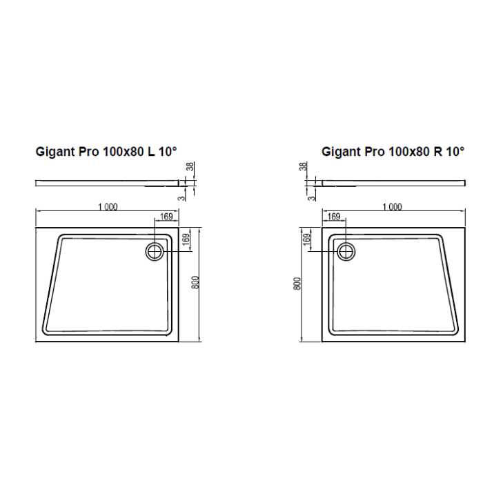 Душевой поддон Ravak GIGANT PRO 120x90 L 10° Белый