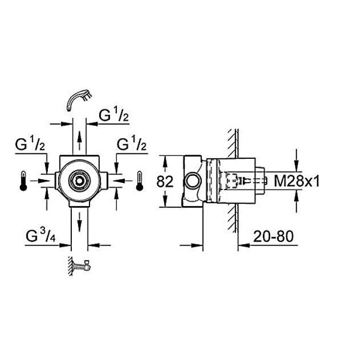 Grohe Встраиваемая часть переключателя на 2 положения (29707000) Grohe Встраиваемая часть переключателя на 2 положения (29707000)