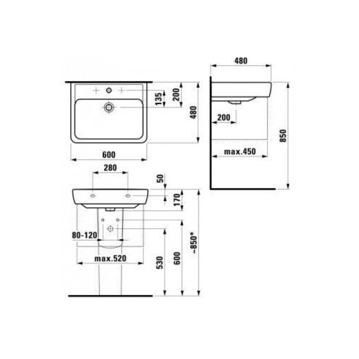 Раковина Laufen Pro H8189520001041