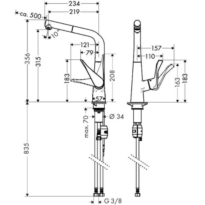 Смеситель для кухни Hansgrohe Metris 14821000 Смеситель для кухни Hansgrohe Metris 14821000
