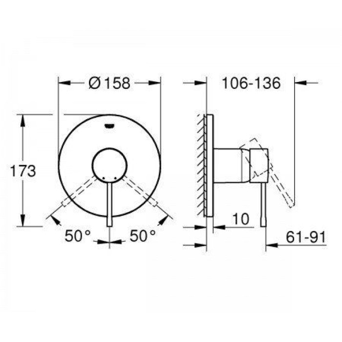Grohe Essence Смеситель однорычажный на 1 выход (24057001) Grohe Essence Смеситель однорычажный на 1 выход (24057001)