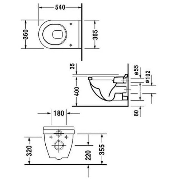 Плитка керамогранит Подвесной унитаз Duravit Starck 3 2200090000 для пола