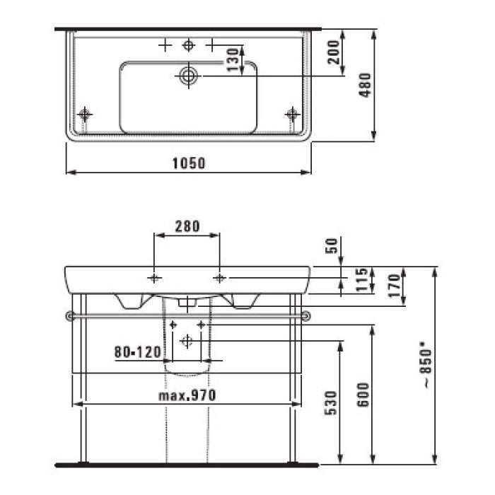Раковина прямоугольная Laufen Pro A H8139580001041