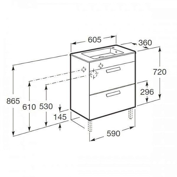 Тумба Roca Debba A855905806 с умывальником 60 см