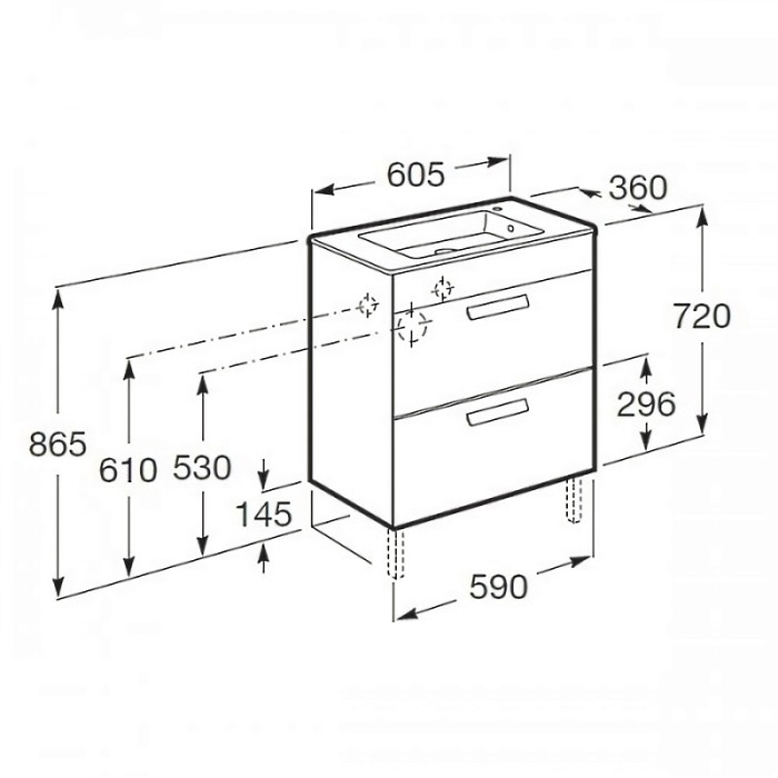 Тумба Roca Debba A855905806 с умывальником 60 см
