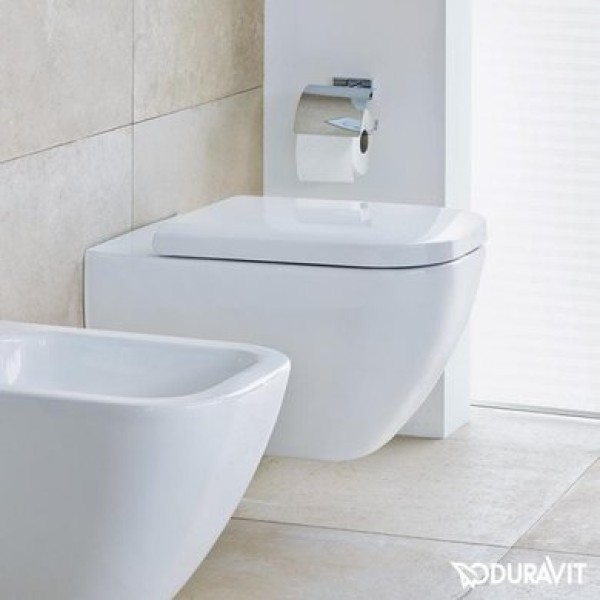 Плитка керамогранит Подвесной унитаз безободковый Duravit Rimless Happy D.2 2550090000 для пола