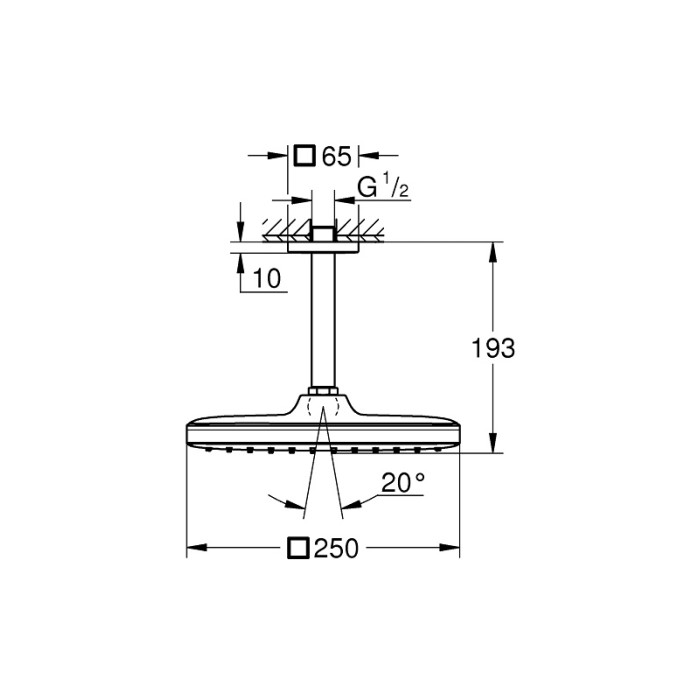 Плитка керамогранит Grohe Tempesta 250 Cube верхний душ 26683000 для пола