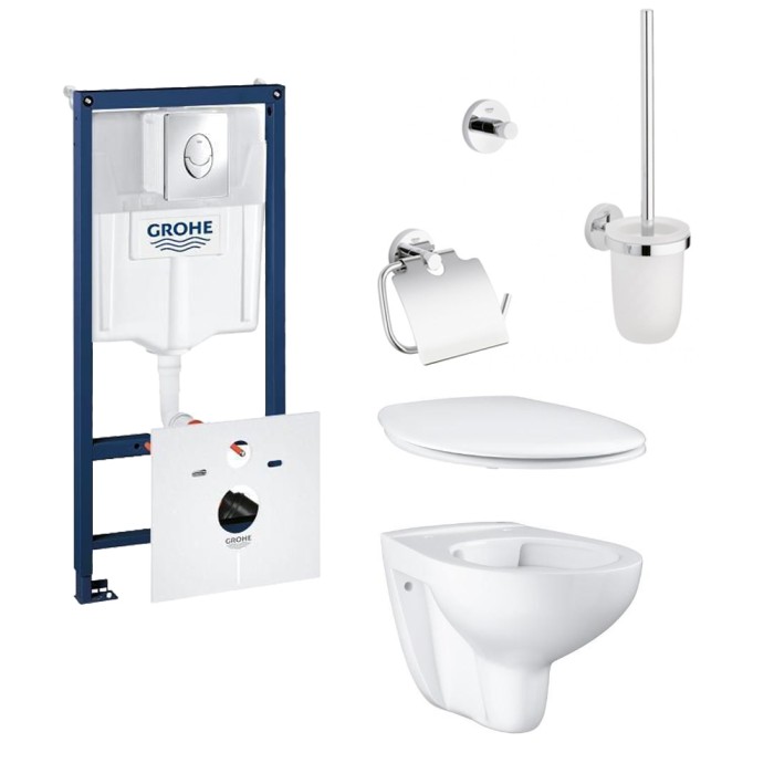 Инсталляция GROHE Rapid SL Set 3 in 1 + Bau Ceramic (38721001+37131000+39427000+39493000) + Essentials Accessories Set City 3-in-1