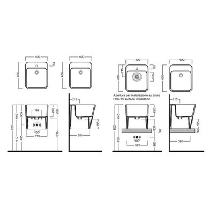 Керамическая раковина 40 см Hatria G-Full, белый (YxG801)