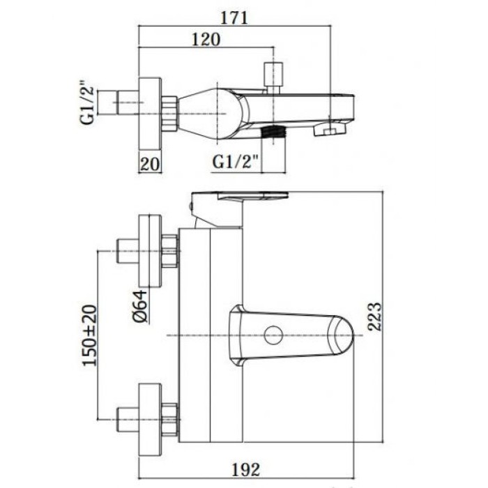 Настенный смеситель для ванны Paffoni Candy (CA023CR)