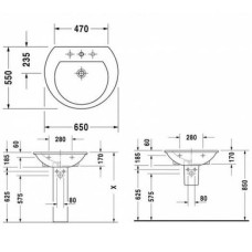 Плитка керамогранит Керамическая раковина 65 см Duravit Darling New 2621650000 для пола