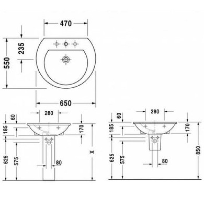 Плитка керамогранит Керамическая раковина 65 см Duravit Darling New 2621650000 для пола