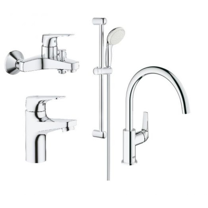 Grohe Набор смесителей BauFlow 4 в 1 для ванны и кухни (121640K)