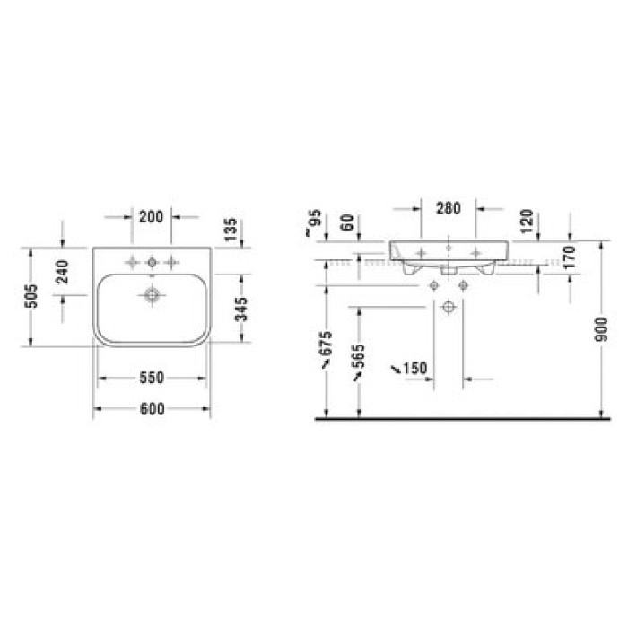 Плитка керамогранит Керамическая раковина 60 см Duravit Happy D.2 2318600027 для пола