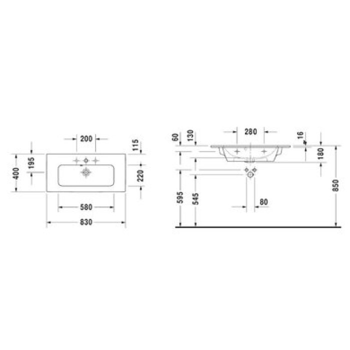 Плитка керамогранит Керамическая раковина 83 см Duravit ME by Starck 2342830000 для пола