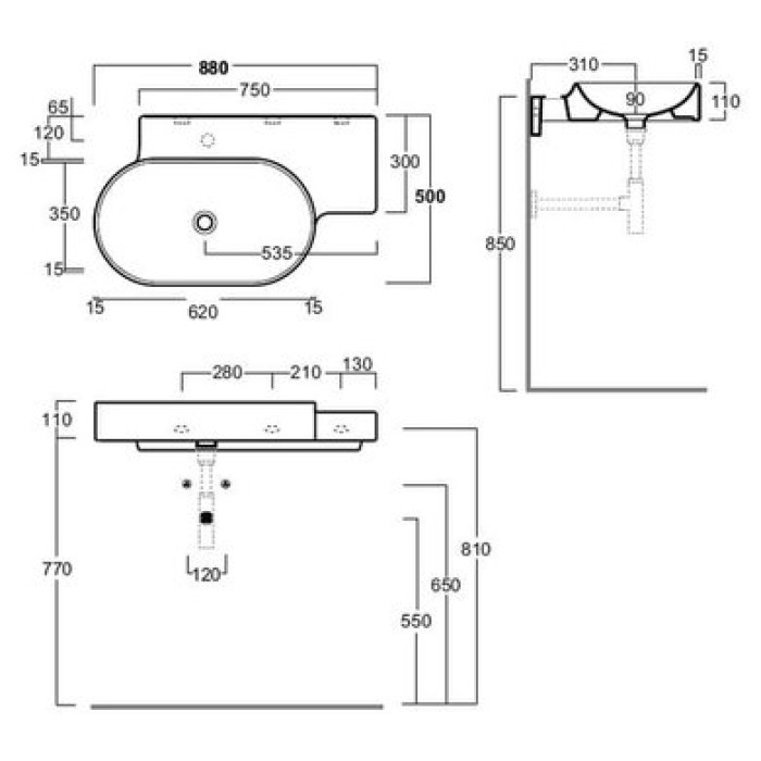 Керамическая раковина 88 см Simas Flow FL 23