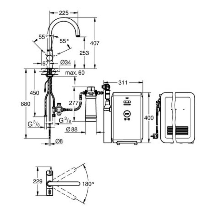 Смеситель со стартовым комплектом GROHE Blue Professional 31323001 Смеситель со стартовым комплектом GROHE Blue Professional 31323001