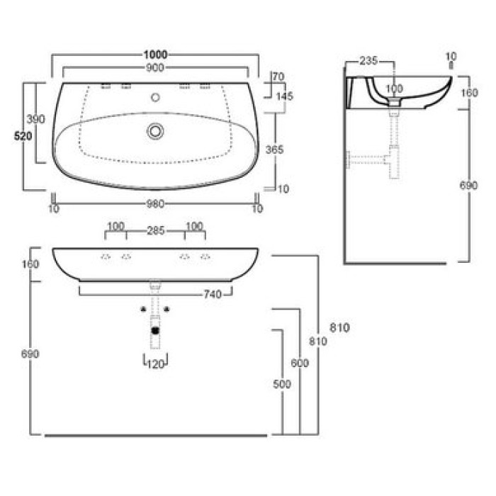 Керамическая раковина 100 см Simas Vignoni VI 12