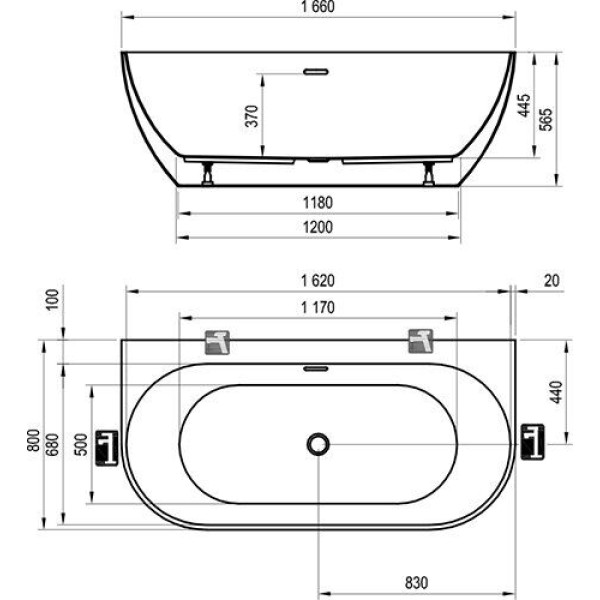 Ванна Ravak FREEDOM W 1660x800 отдельностоящая