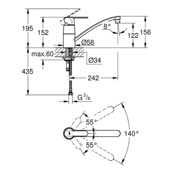Смеситель для раковины GROHE Get 32891000