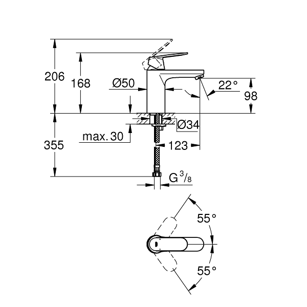 Grohe Eurosmart Cosmopolitan Смеситель однорычажный для раковины M-Size (23327KW0)