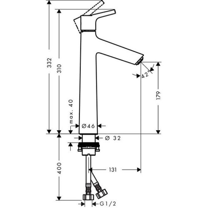 Смеситель для раковины Hansgrohe Talis S 190 (72032000) без донного клапана