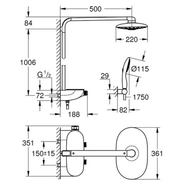 Душевая система Grohe Rainshower SmartControl 360 DUO 26250LS0