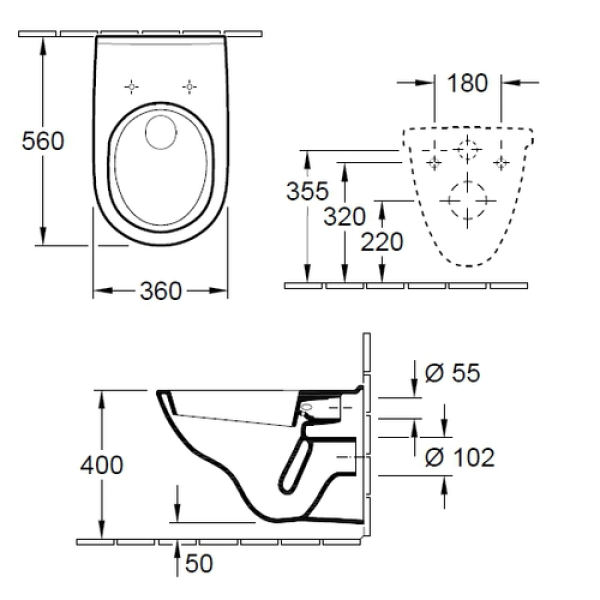 Унитаз подвесной Villeroy & Boch O.NOVO (5660H101) с сиденьем Soft Close 9M38S101