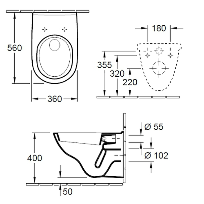 Унитаз подвесной Villeroy & Boch O.NOVO (5660H101) с сиденьем Soft Close 9M38S101