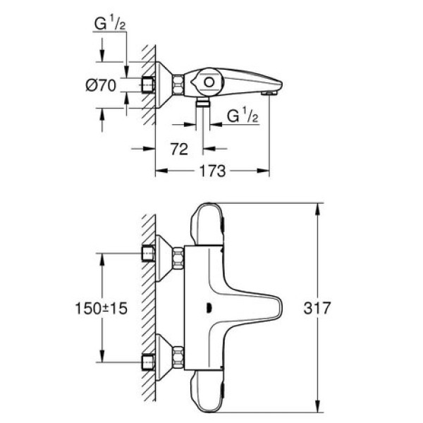 Смеситель для ванны Grohe Grohtherm 1000 New 34155003