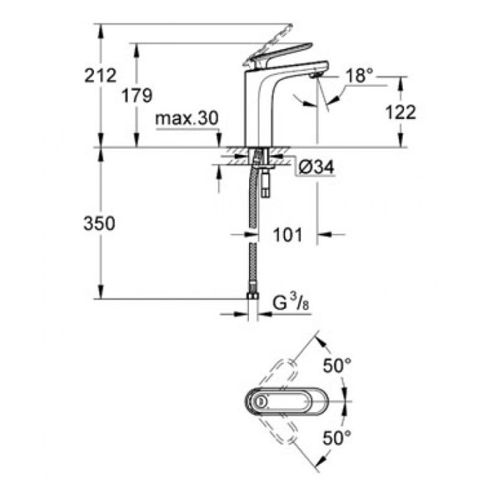 Grohe Veris Смеситель однорычажный для раковины M-Size (23065000)