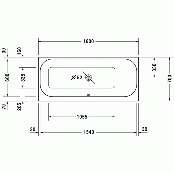 Happy D.2 ванна прямоугольная 160 см 700309000000000 в интернет-магазине «Estet Room»