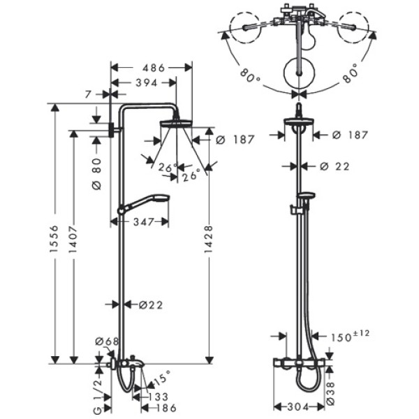 Душевая система Hansgrohe Croma Select E (27352400)