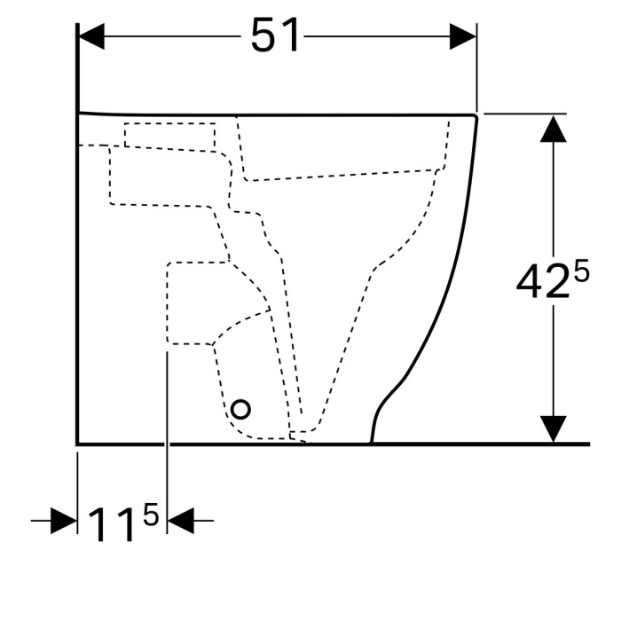 500.602.01.2 Geberit Acanto Унитаз напольный Rimfree, приставной, горизонтальный выпуск, глубина 51 см, белый